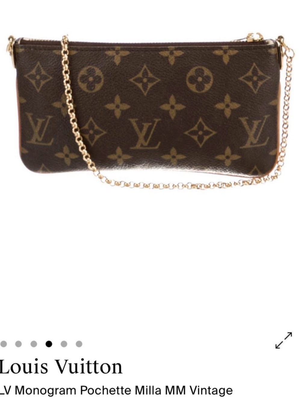 Louis Vuitton Brown Monogram Canvas Wristlet with Gold Chain - Picture 4 of 6